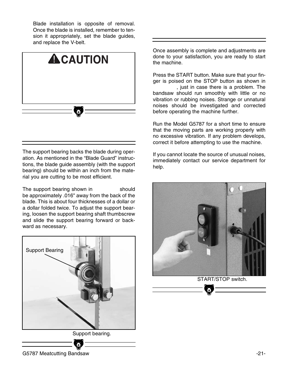 Test run support bearing | Grizzly G5787 User Manual | Page 22 / 37