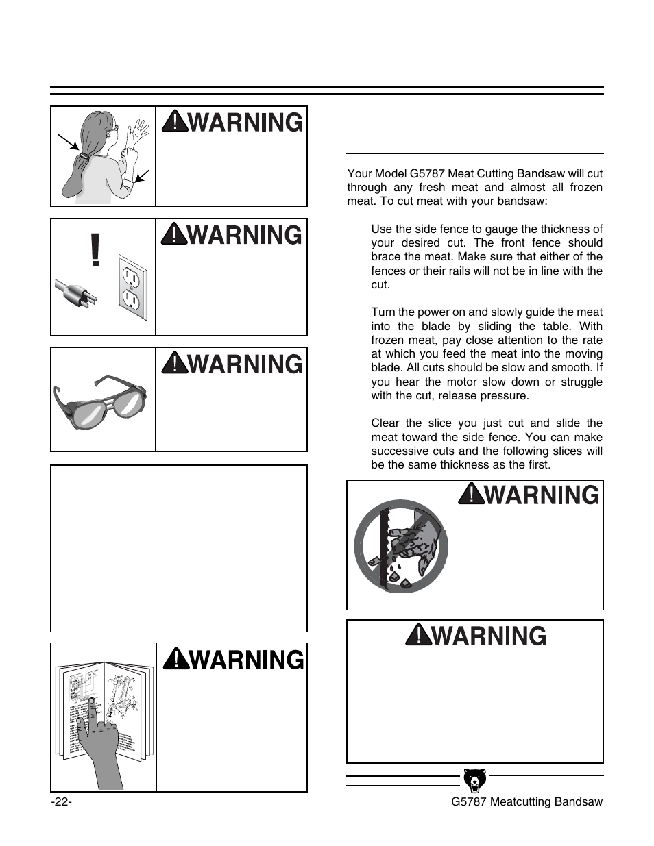 Cutting meat, Notice | Grizzly G5787 User Manual | Page 23 / 37