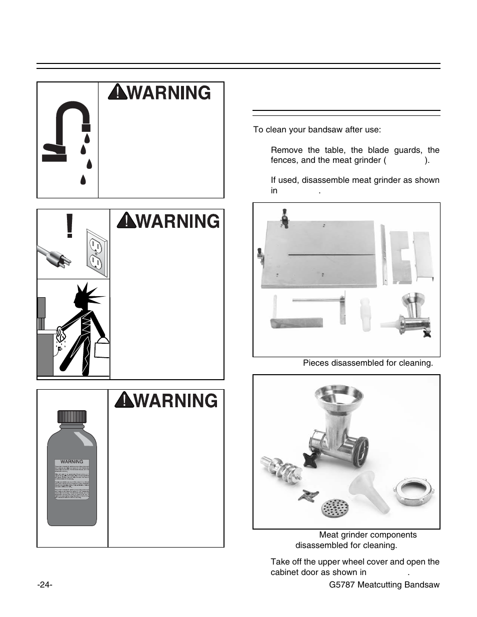 Cleaning the saw | Grizzly G5787 User Manual | Page 25 / 37