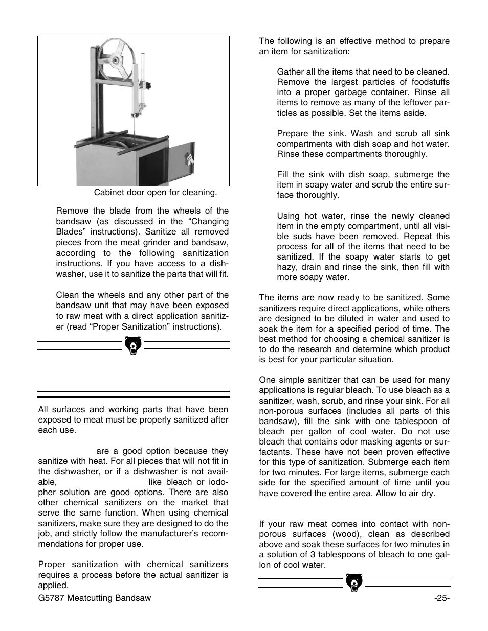 Proper sanitization | Grizzly G5787 User Manual | Page 26 / 37
