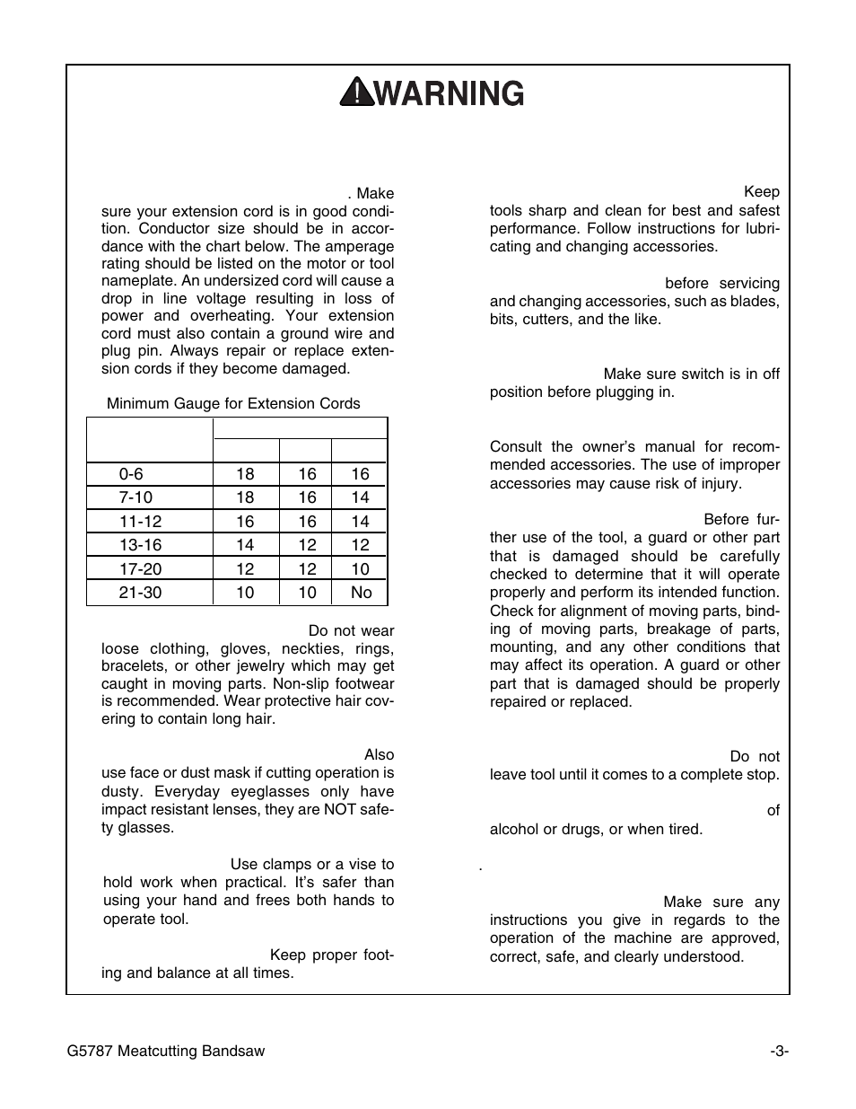 Safety instructions for power tools | Grizzly G5787 User Manual | Page 4 / 37