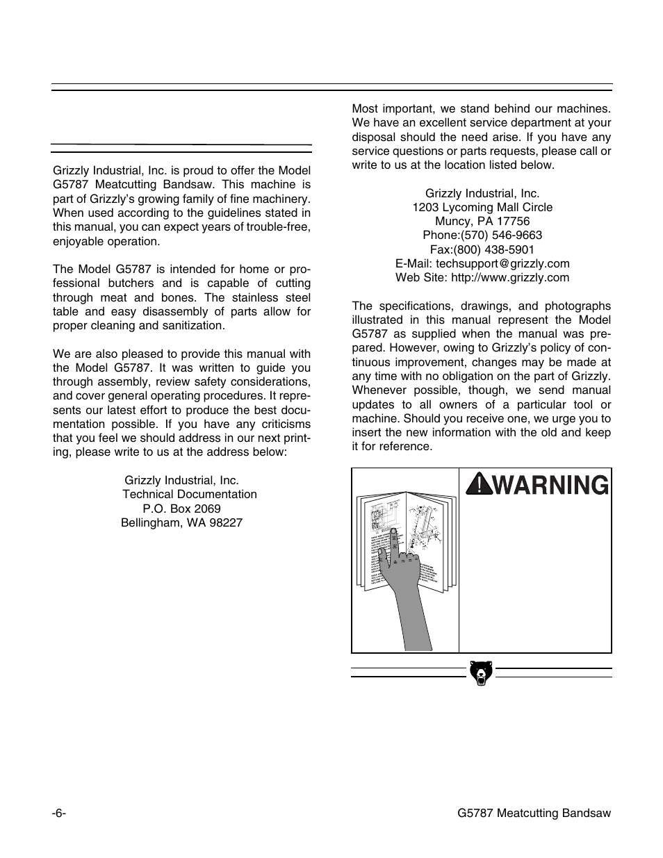 Commentary | Grizzly G5787 User Manual | Page 7 / 37