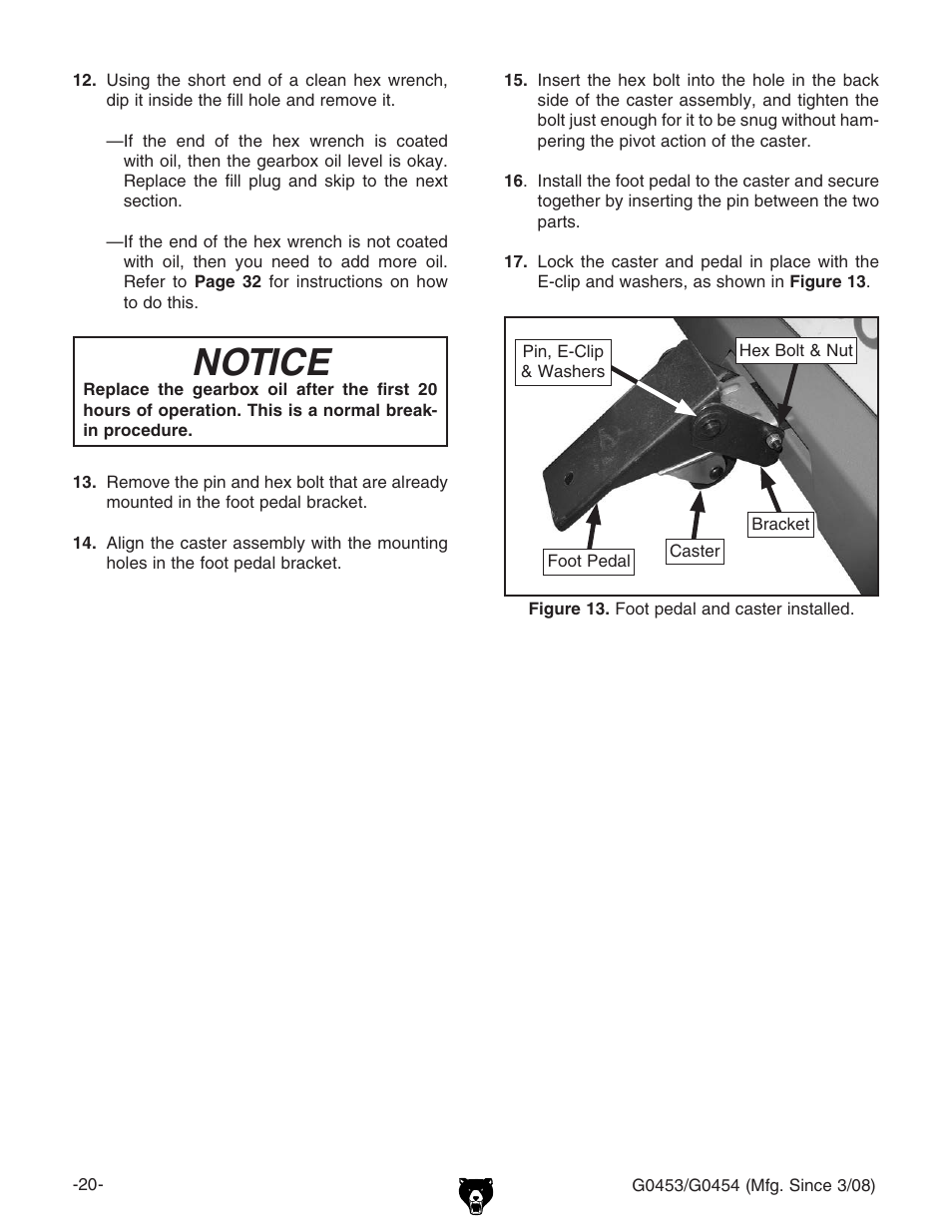 Notice | Grizzly G0453 User Manual | Page 22 / 72