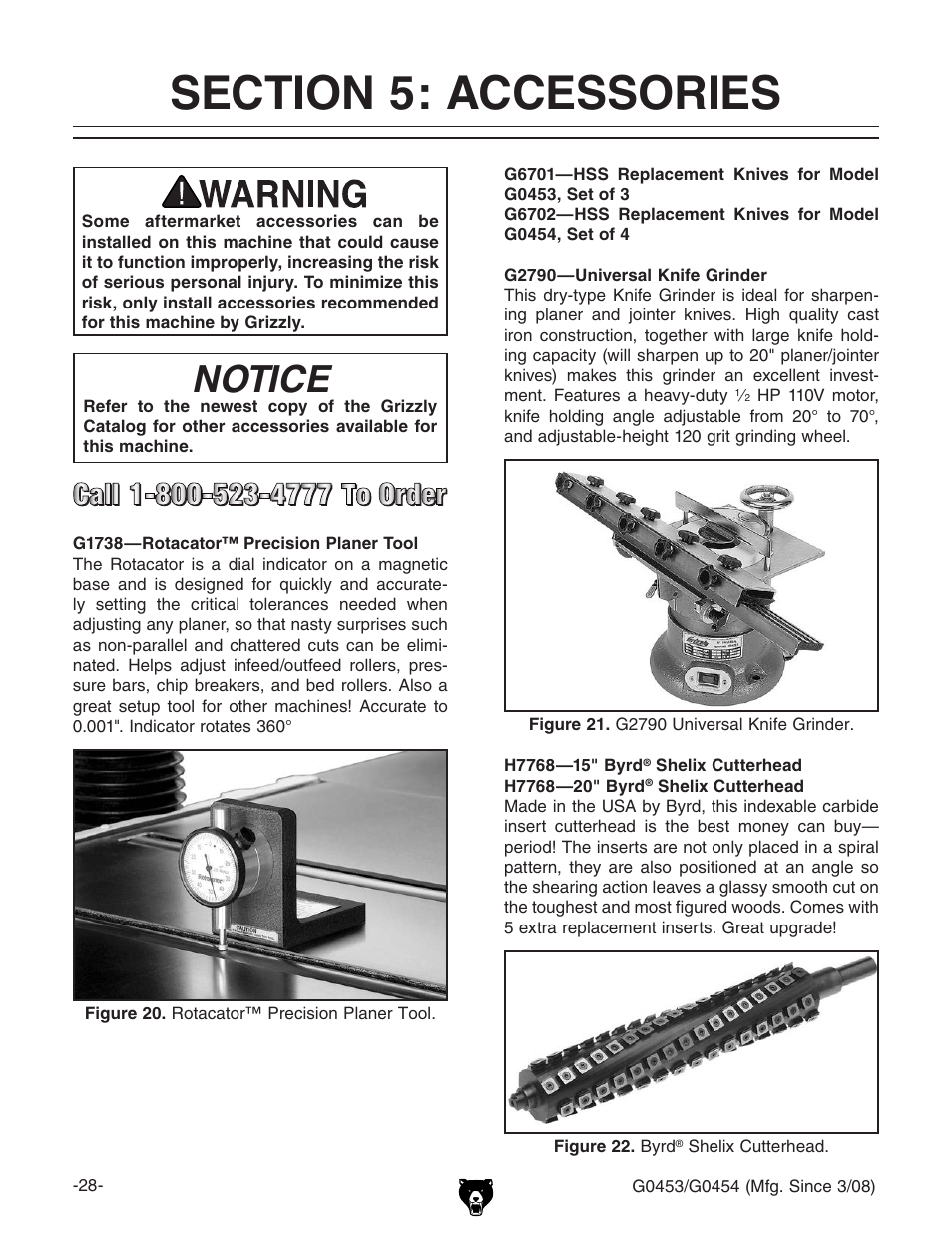 Notice | Grizzly G0453 User Manual | Page 30 / 72