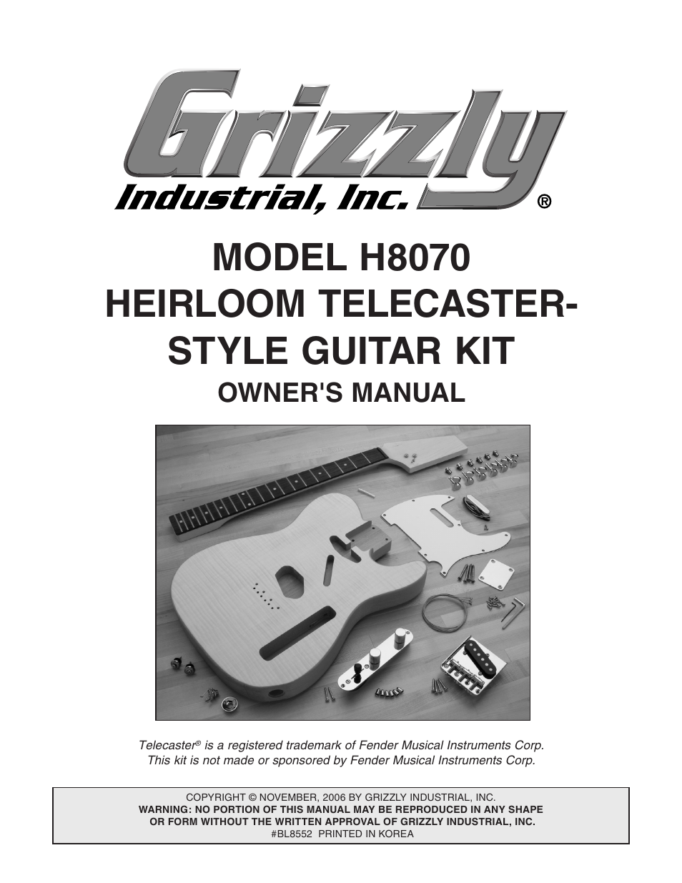 Grizzly H8070 User Manual | 36 pages