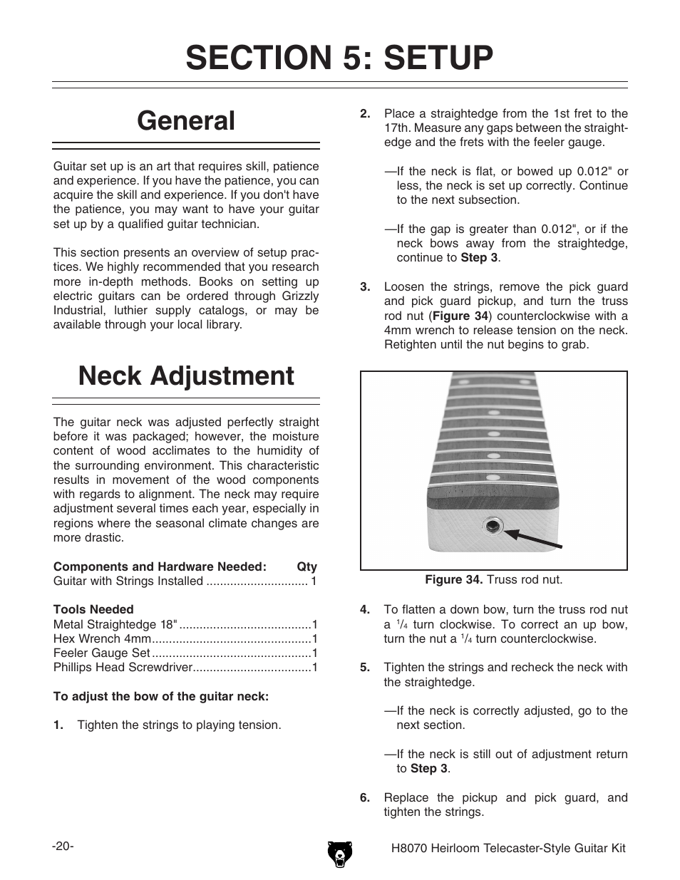 General, Neck adjustment | Grizzly H8070 User Manual | Page 22 / 36