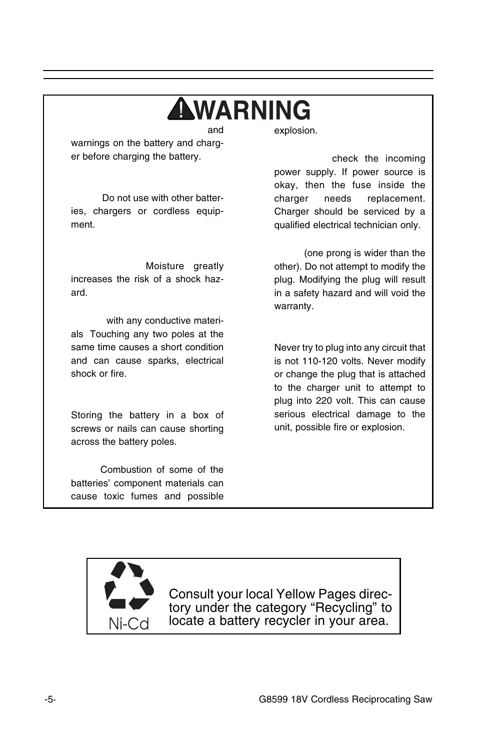 Charging safety | Grizzly G8599 User Manual | Page 5 / 13