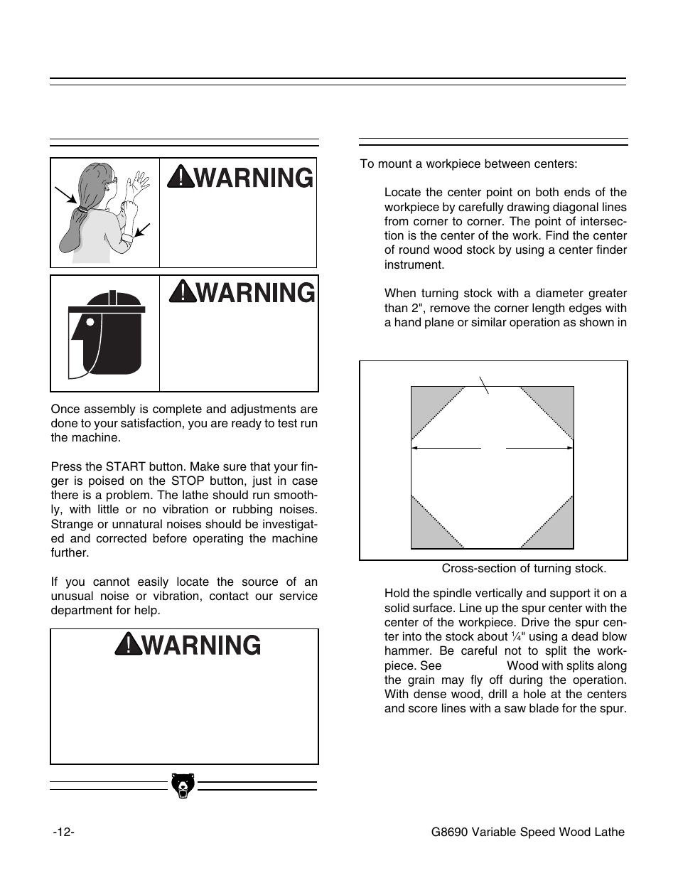 Test run, Spindle turning | Grizzly G8690 User Manual | Page 14 / 24