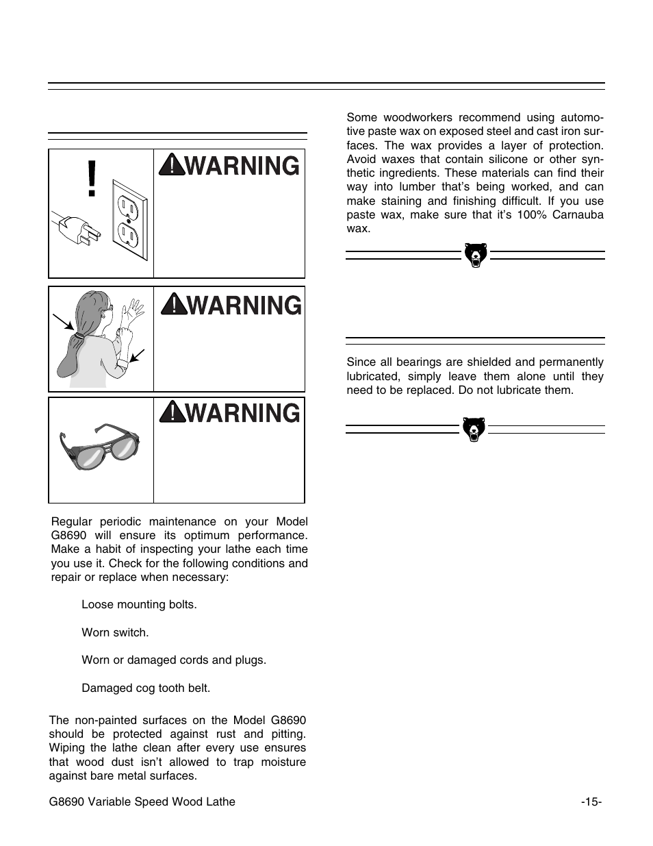Lubrication, General | Grizzly G8690 User Manual | Page 17 / 24