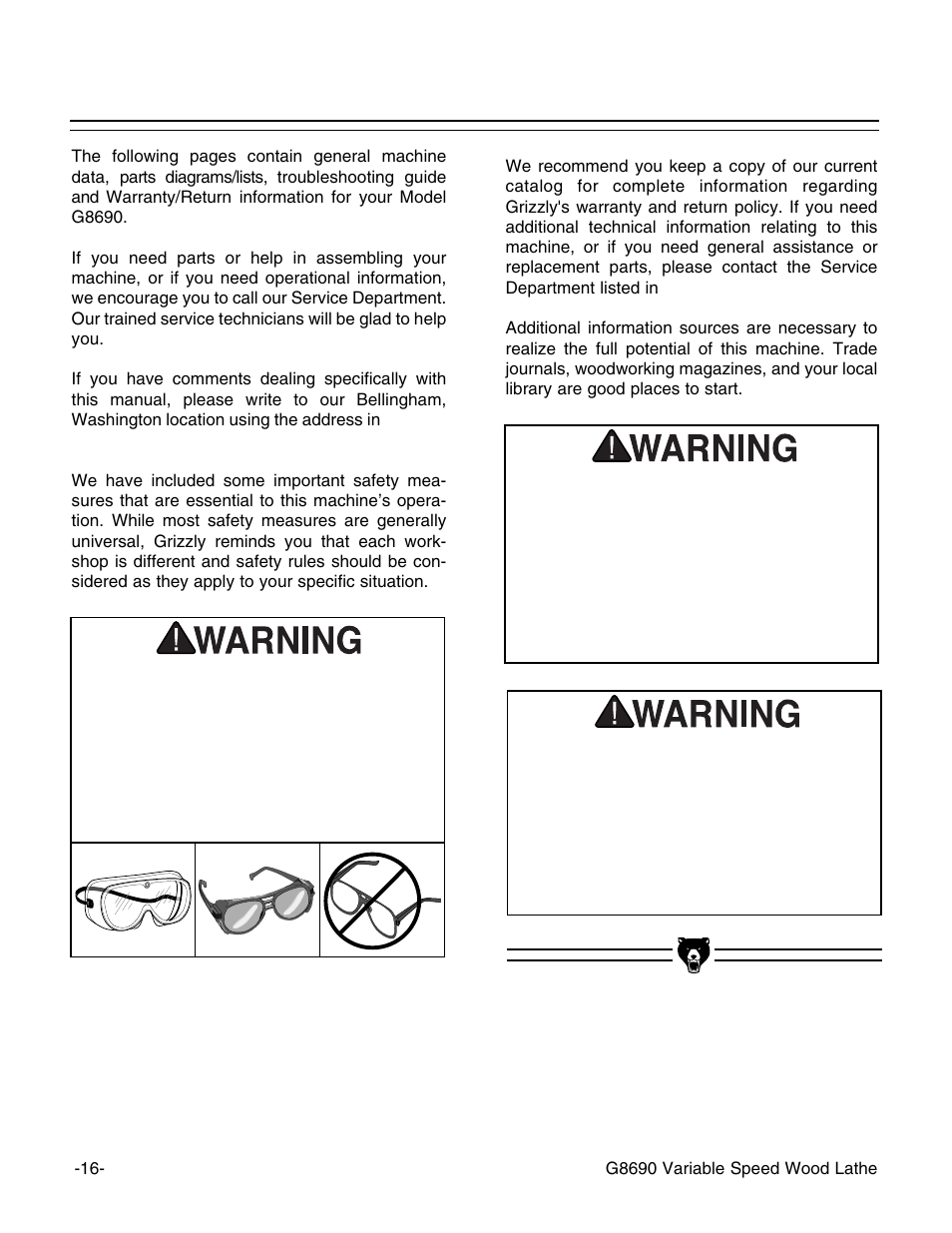 Grizzly G8690 User Manual | Page 18 / 24