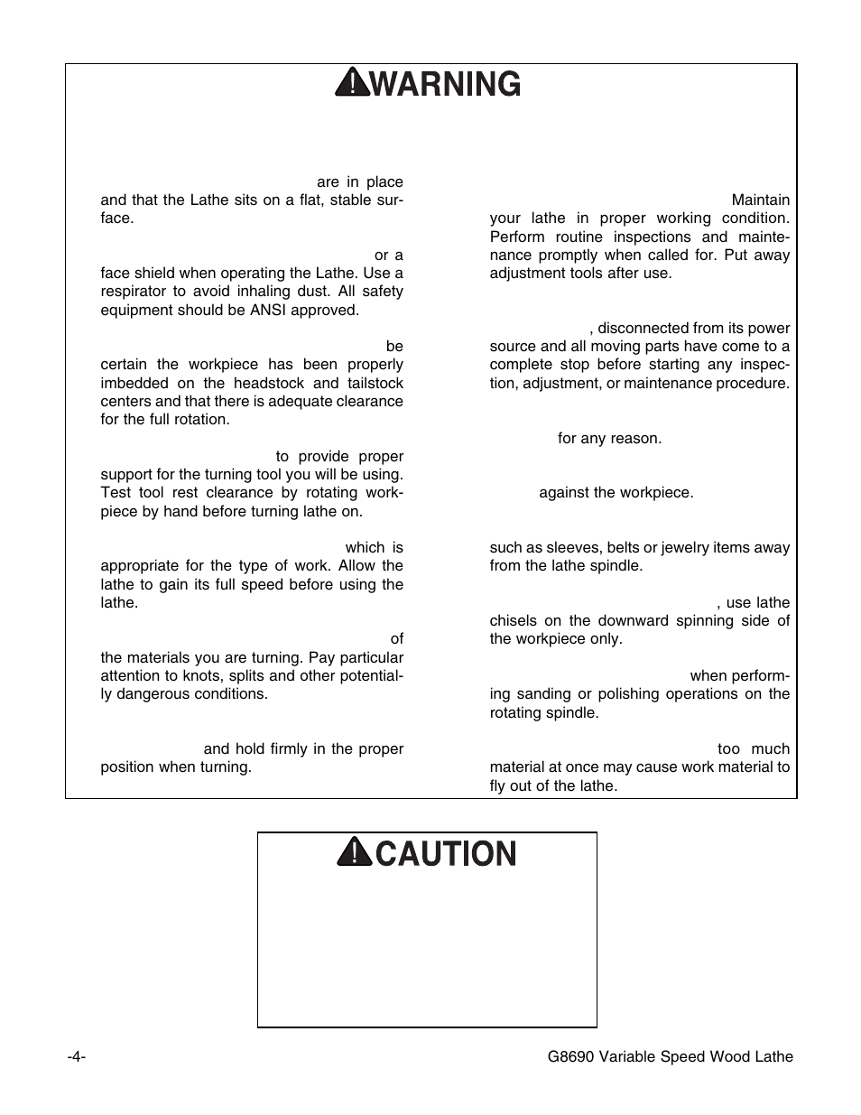 Additional safety instructions for the lathe | Grizzly G8690 User Manual | Page 6 / 24