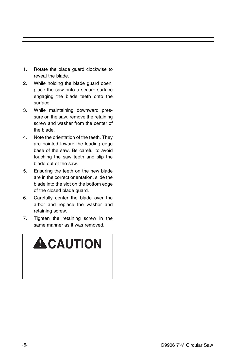 Operations, cont’d, Changing blades | Grizzly G9906 User Manual | Page 8 / 14