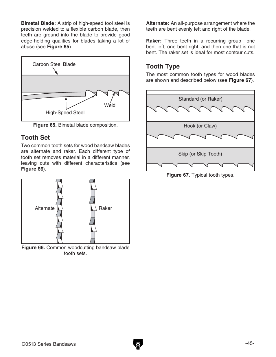 Tooth set, Tooth type | Grizzly G0513X2 User Manual | Page 47 / 108