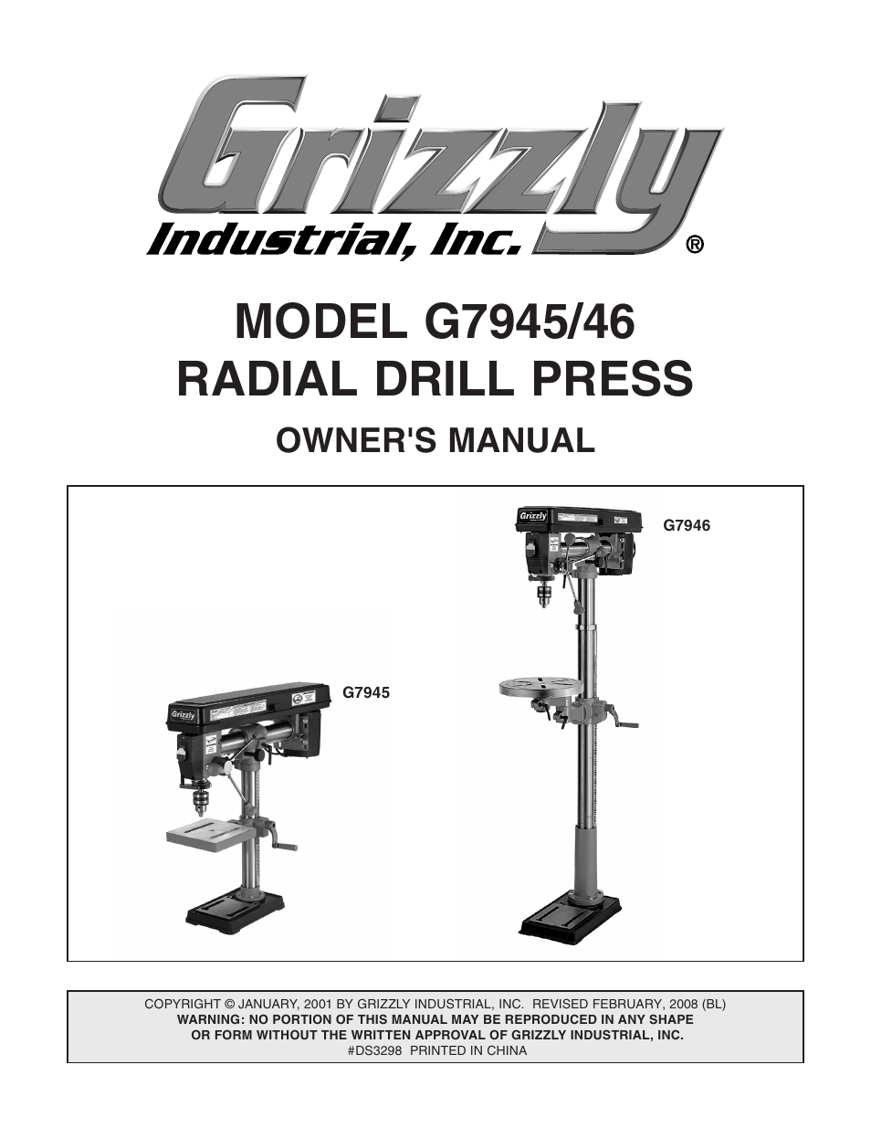 Grizzly G7945 User Manual | 52 pages