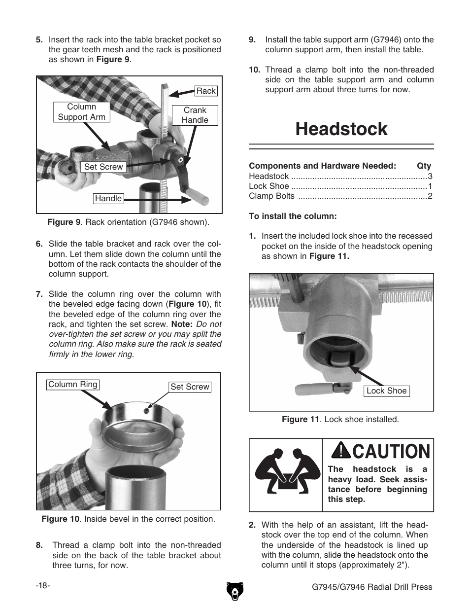 Headstock | Grizzly G7945 User Manual | Page 20 / 52