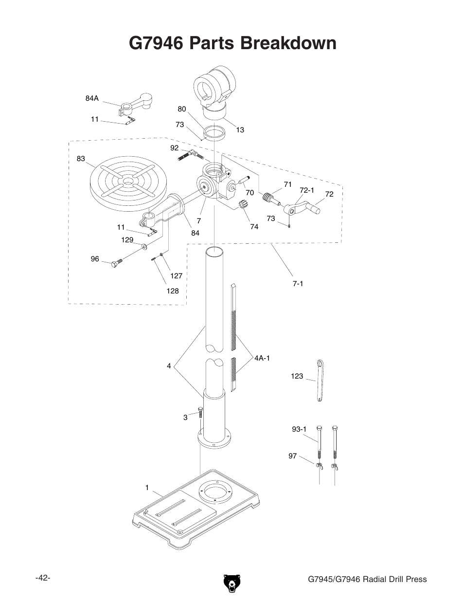 G7946 parts breakdown | Grizzly G7945 User Manual | Page 44 / 52