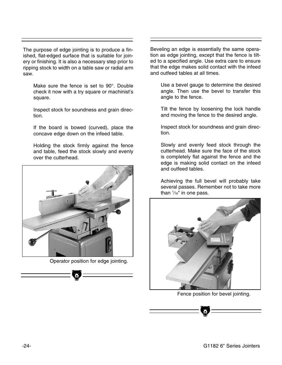 Edge joining beveling | Grizzly G1182HW User Manual | Page 26 / 44