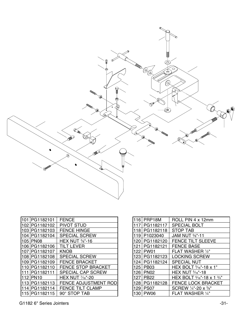 Fence | Grizzly G1182HW User Manual | Page 33 / 44