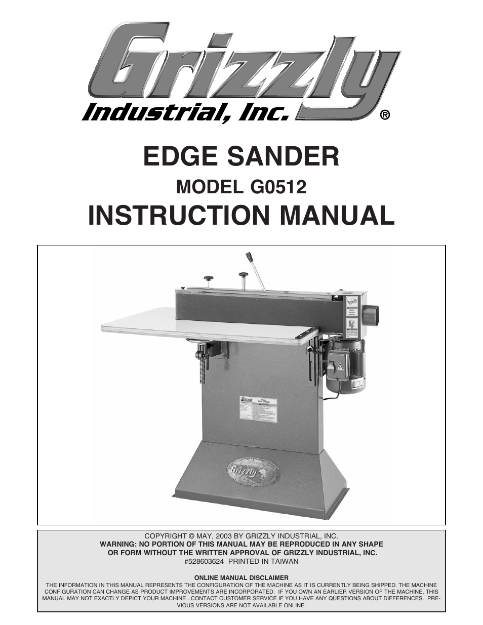 Grizzly G0512 User Manual | 44 pages