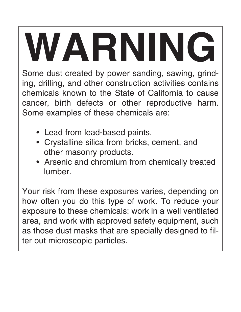Warning | Grizzly G0512 User Manual | Page 2 / 44