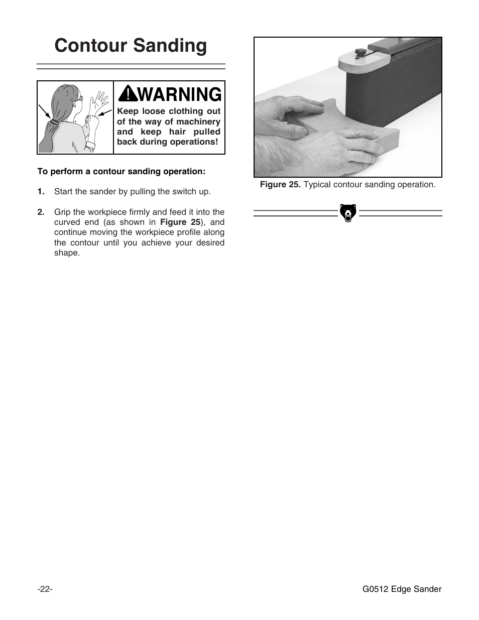 Contour sanding | Grizzly G0512 User Manual | Page 24 / 44