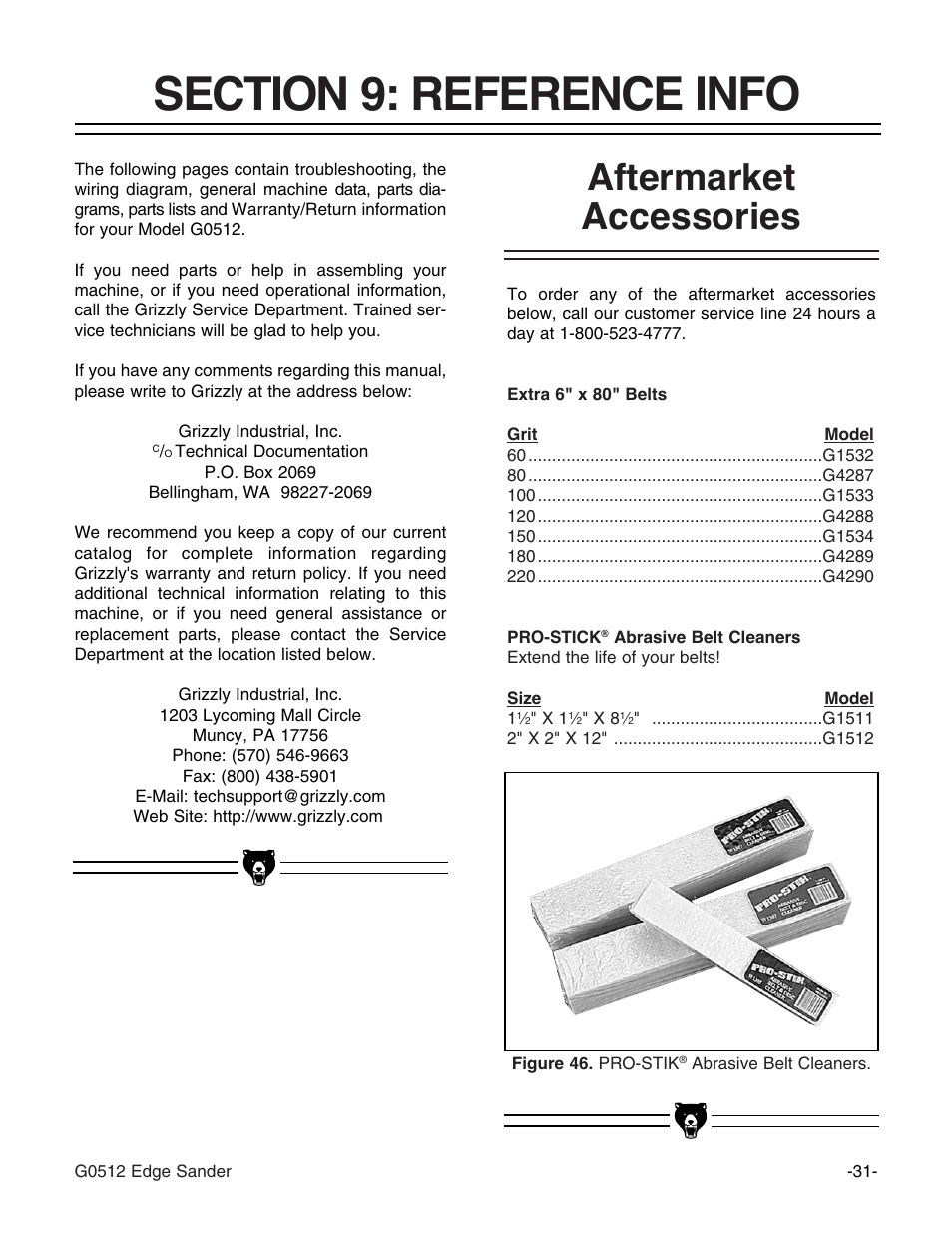 Aftermarket accessories | Grizzly G0512 User Manual | Page 33 / 44