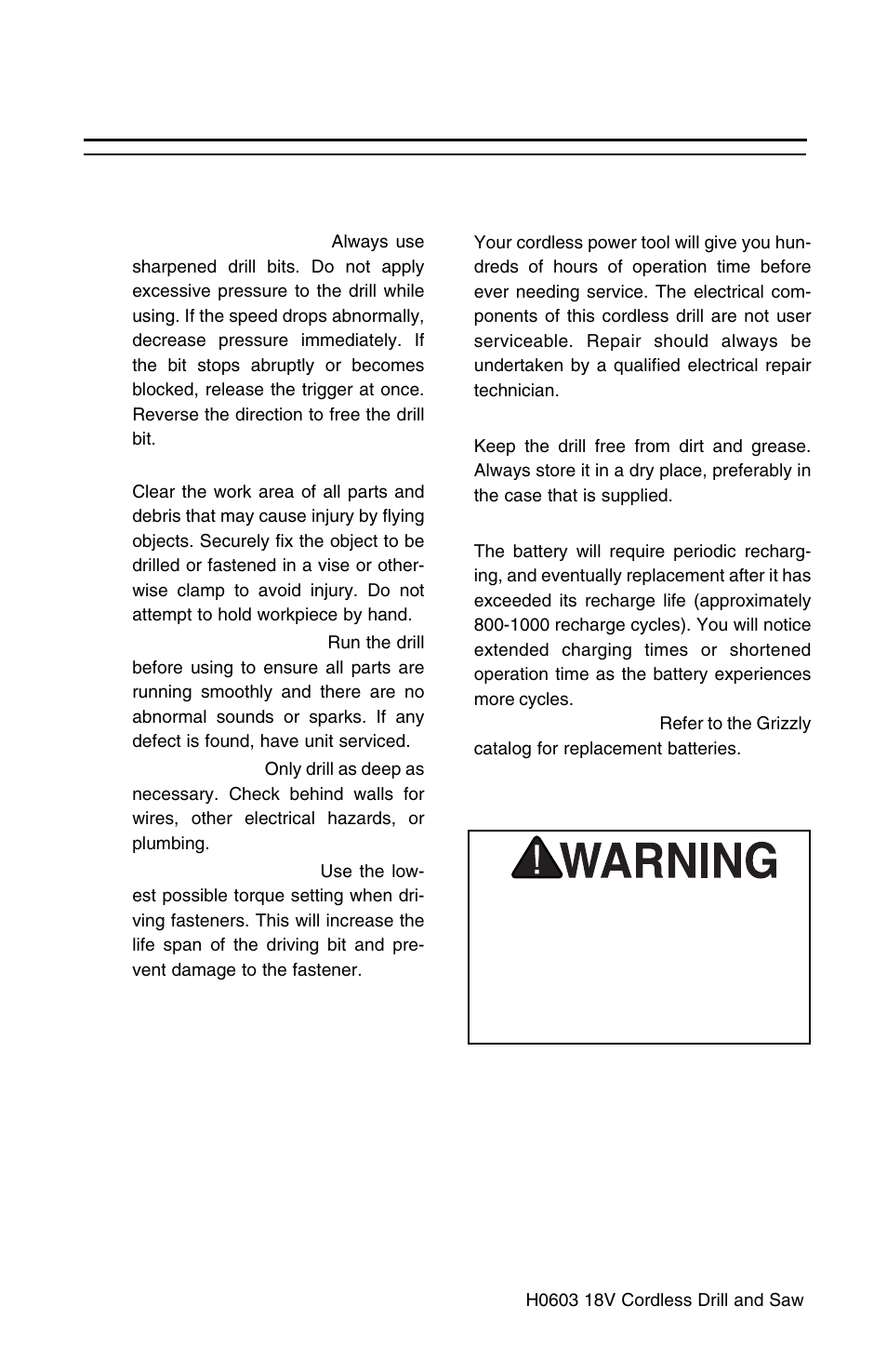 Drill maintenance, Maintenance, Operating guides and tips | Grizzly H0603 User Manual | Page 10 / 22