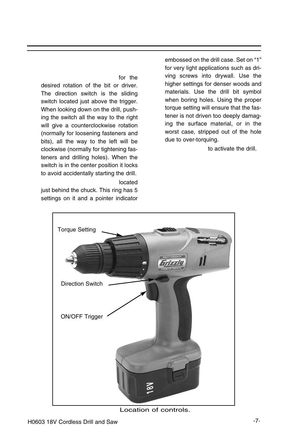 Drill operations, con’t, Operating the drill | Grizzly H0603 User Manual | Page 9 / 22
