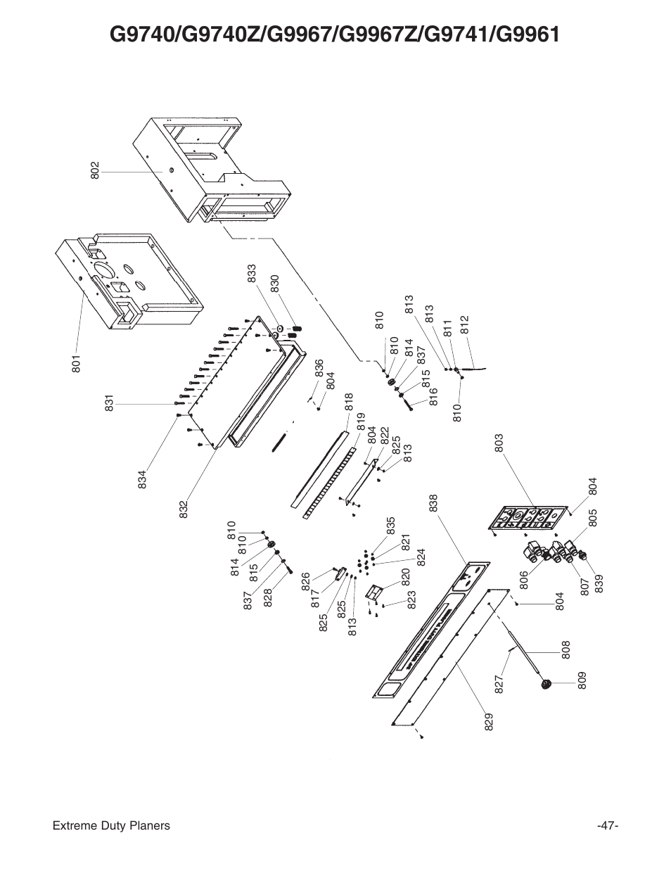 Grizzly Industrial Inc. Extreme-Duty Planners G9961 User Manual | Page 49 / 76