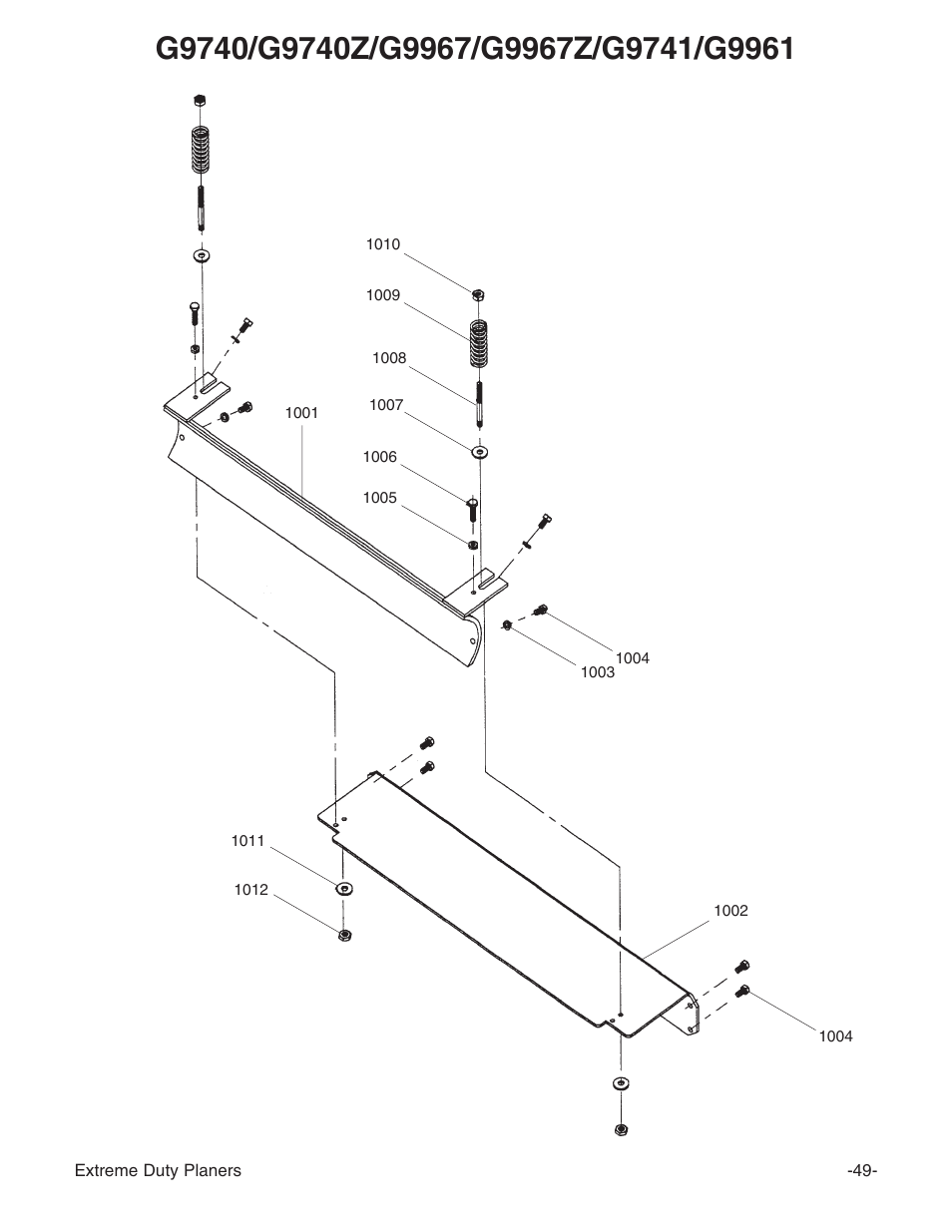 Grizzly Industrial Inc. Extreme-Duty Planners G9961 User Manual | Page 51 / 76