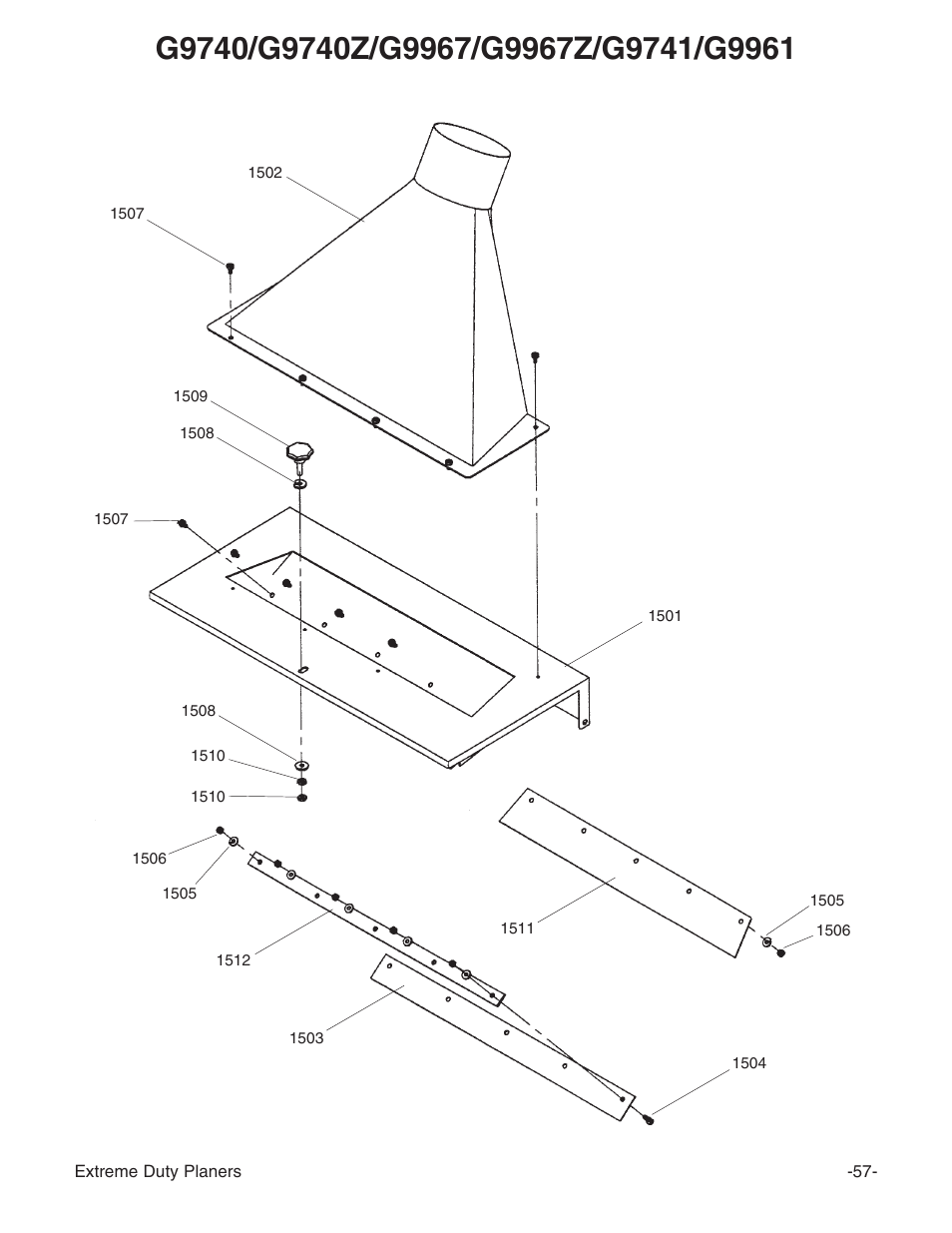 Grizzly Industrial Inc. Extreme-Duty Planners G9961 User Manual | Page 59 / 76