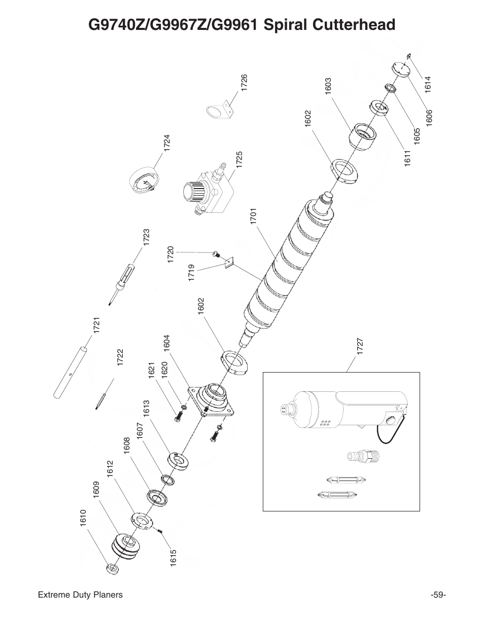 Grizzly Industrial Inc. Extreme-Duty Planners G9961 User Manual | Page 61 / 76