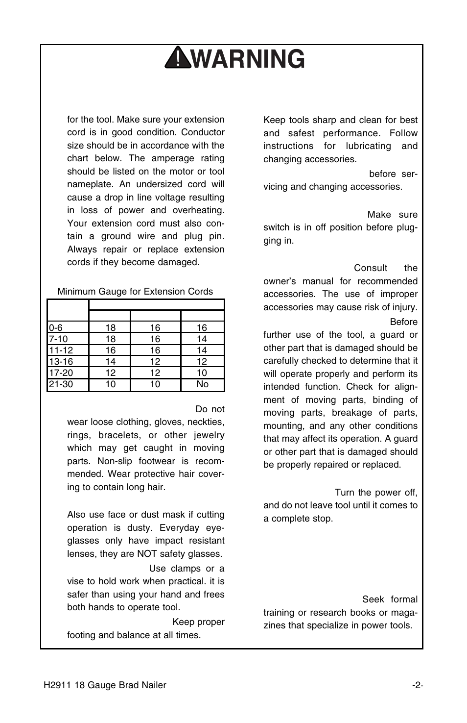 Safety instructions for power tools | Grizzly H2911 User Manual | Page 3 / 16