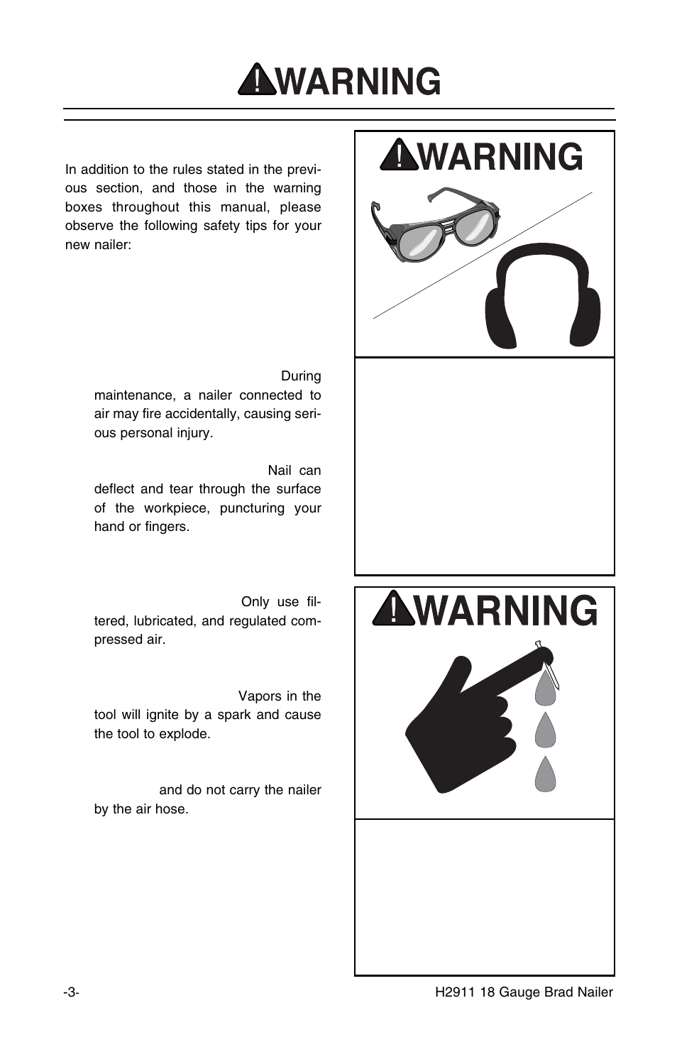 Basic nailer safety | Grizzly H2911 User Manual | Page 4 / 16
