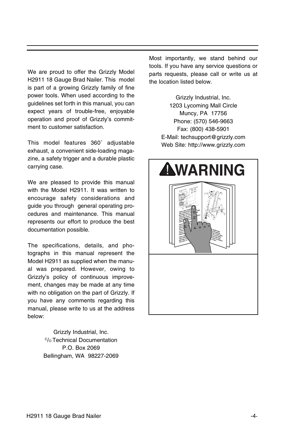 Introduction, Commentary | Grizzly H2911 User Manual | Page 5 / 16