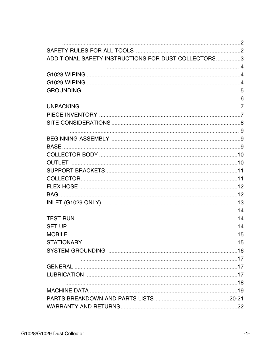 Grizzly G1029 User Manual | Page 2 / 24