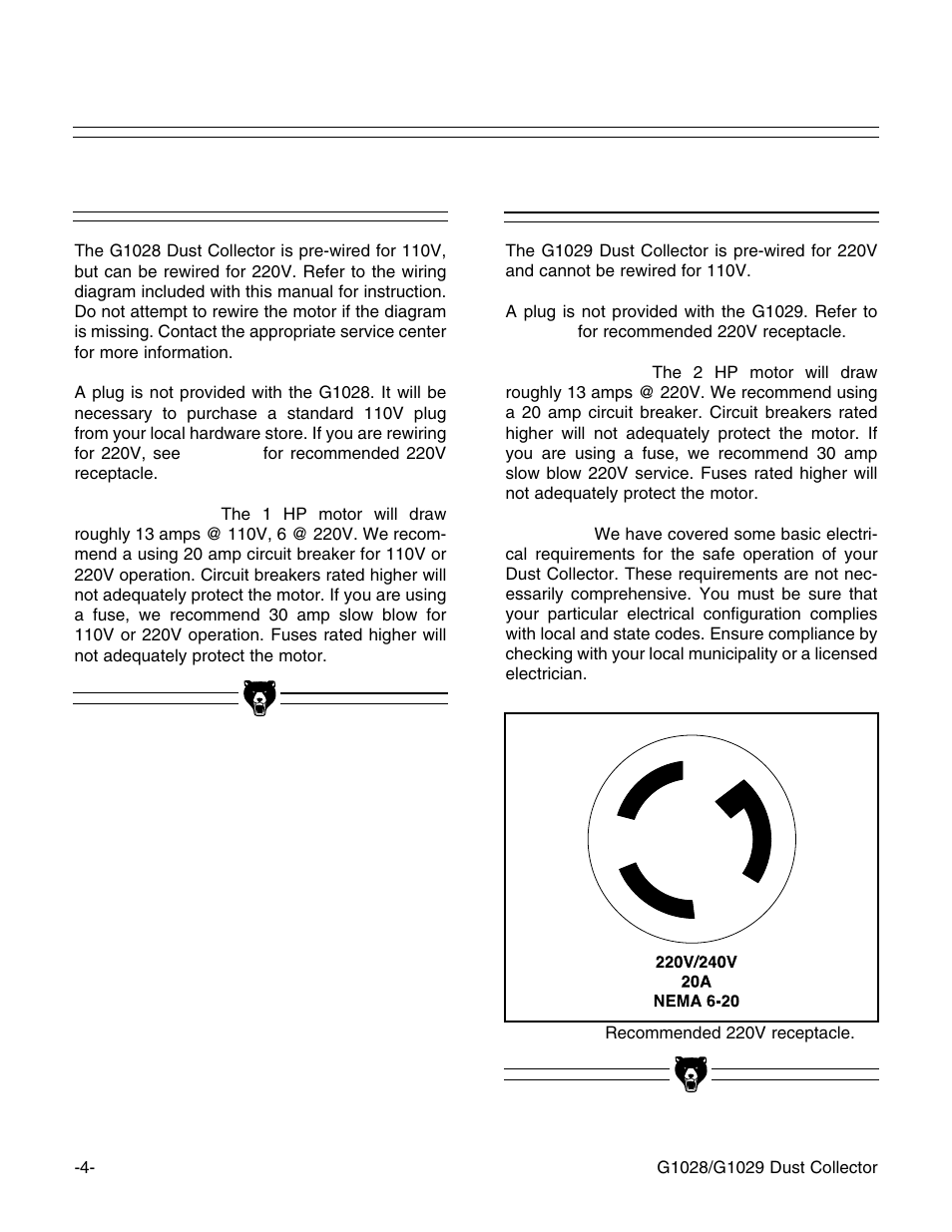 G1028 wiring, G1029 wiring | Grizzly G1029 User Manual | Page 5 / 24