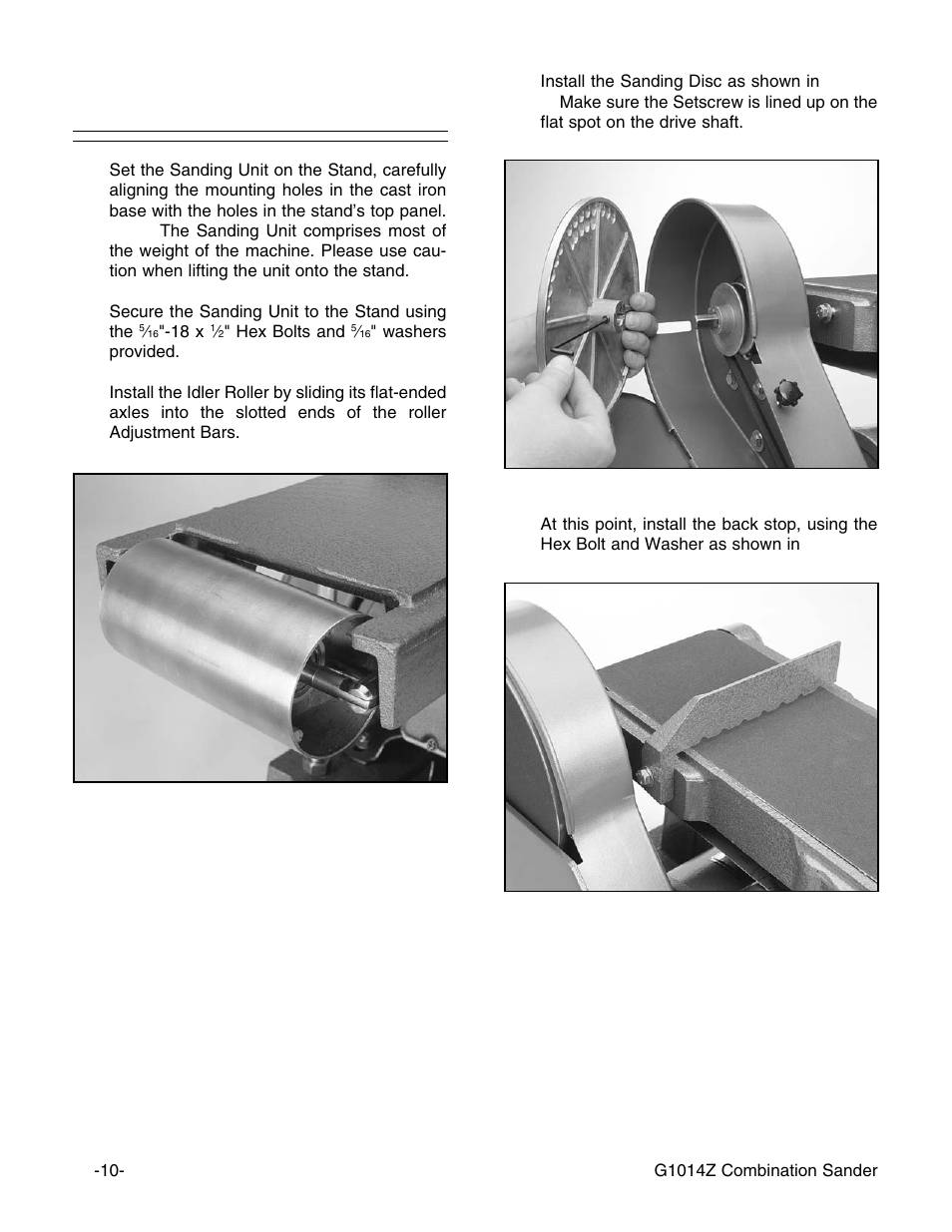 Sanding unit | Grizzly G1014Z User Manual | Page 12 / 27