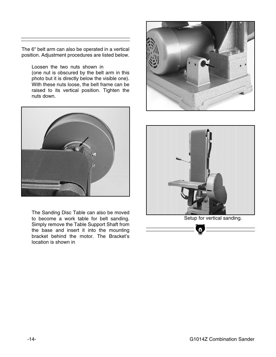 Vertical positioning | Grizzly G1014Z User Manual | Page 16 / 27