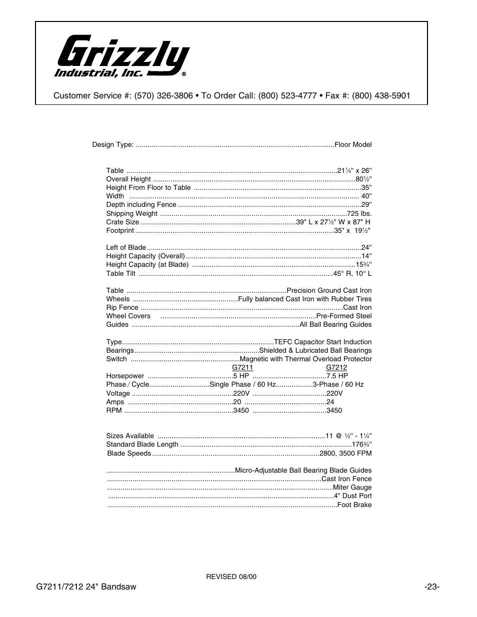 Machine data sheet | Grizzly G7211 User Manual | Page 25 / 34