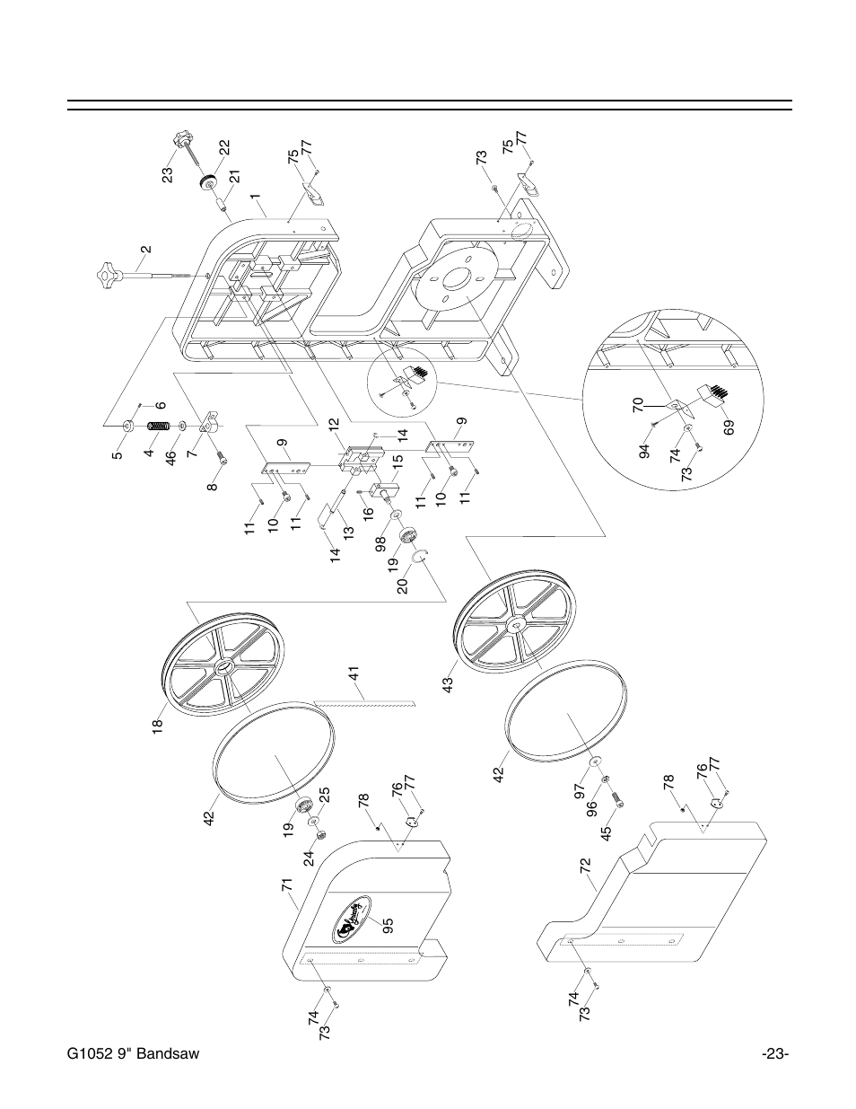 Parts diagrams, Main body | Grizzly G1052 User Manual | Page 25 / 34