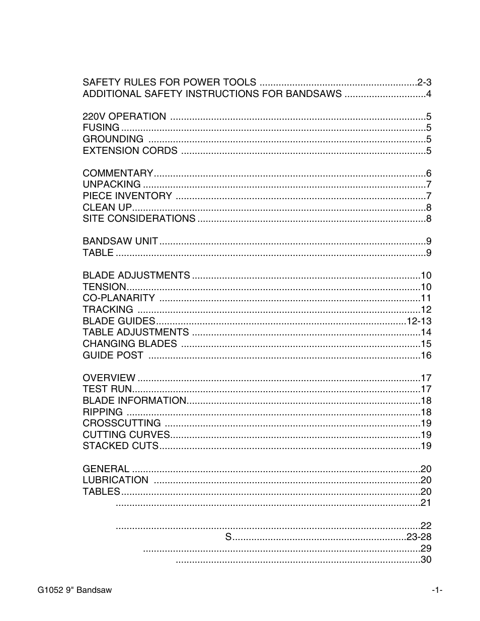 Grizzly G1052 User Manual | Page 3 / 34