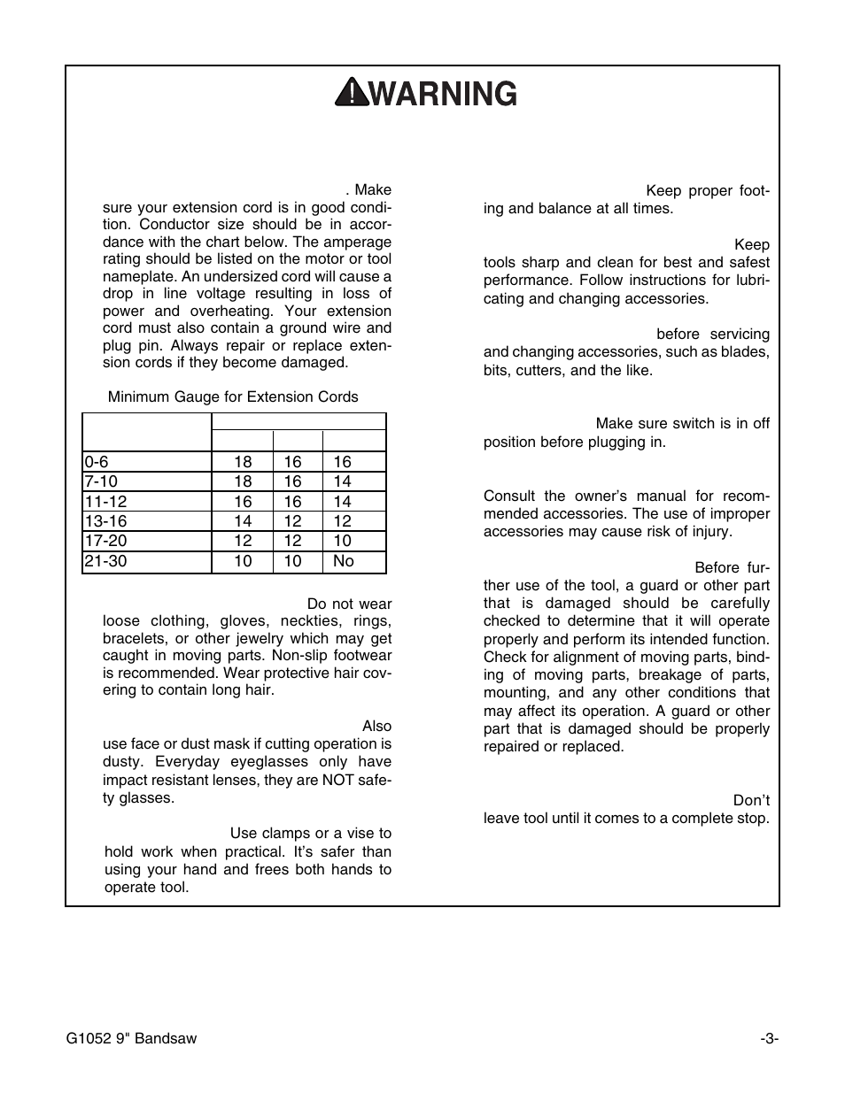 Safety instructions for power tools | Grizzly G1052 User Manual | Page 5 / 34