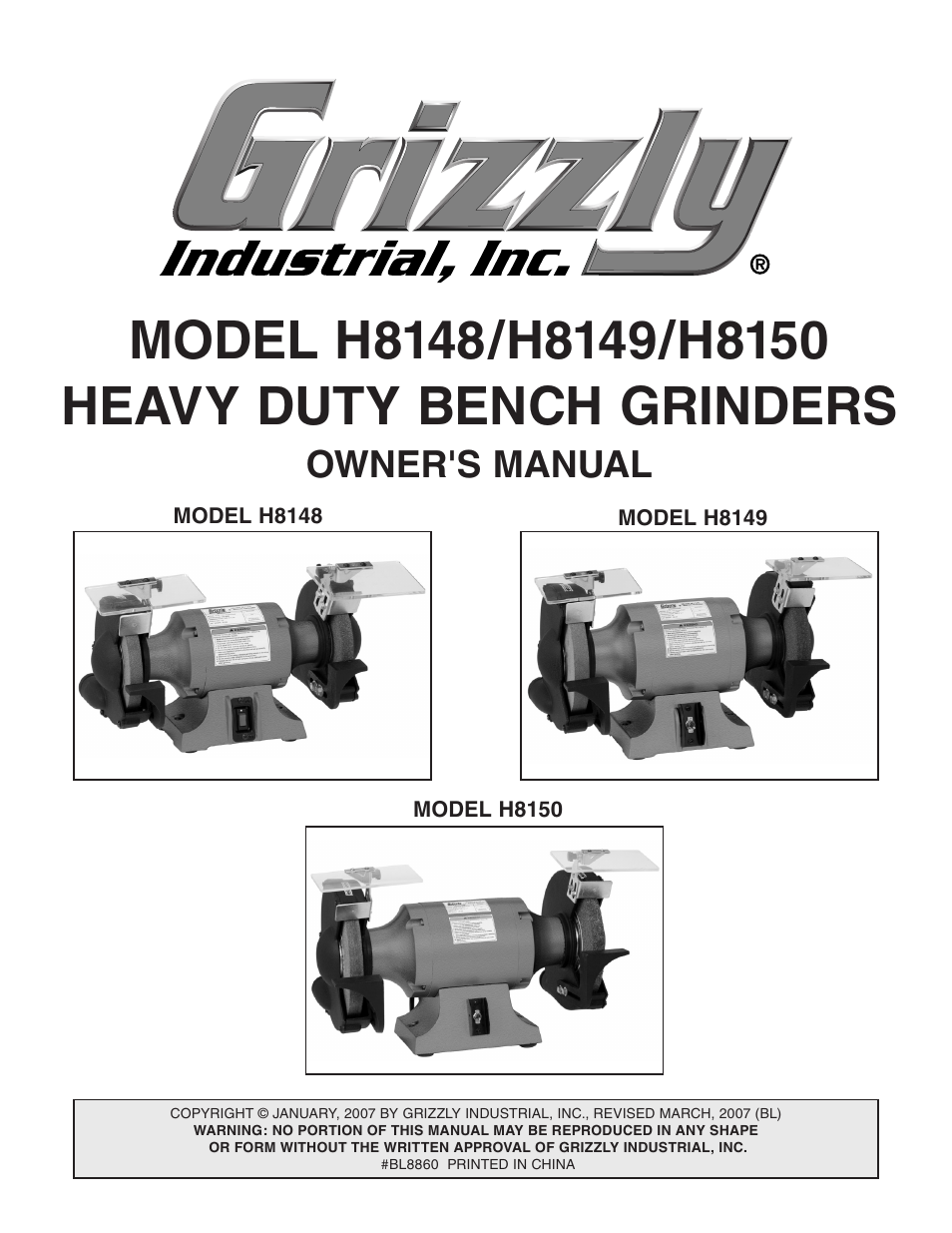 Grizzly H8150 User Manual | 36 pages