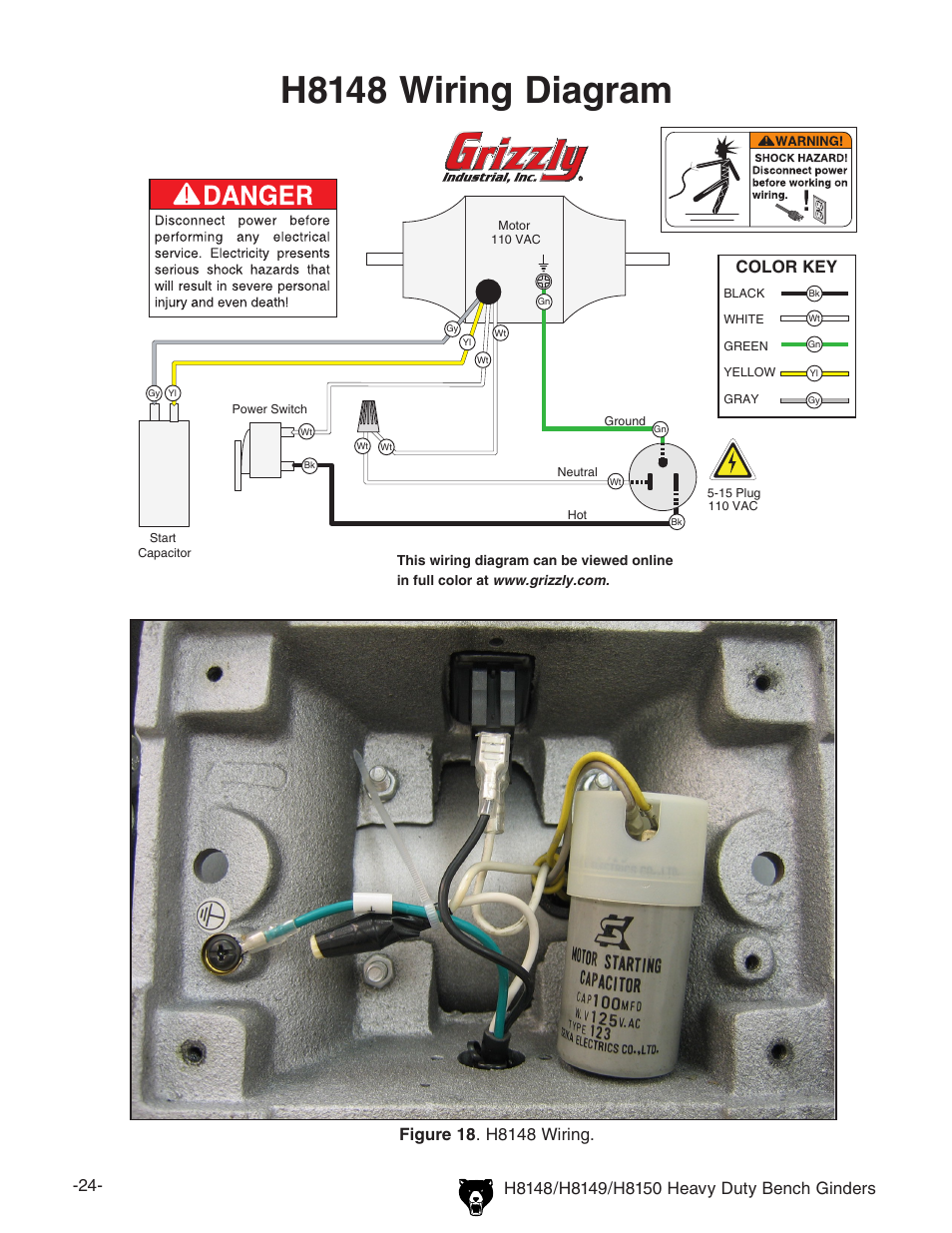 H8148 wiring diagram | Grizzly H8150 User Manual | Page 26 / 36