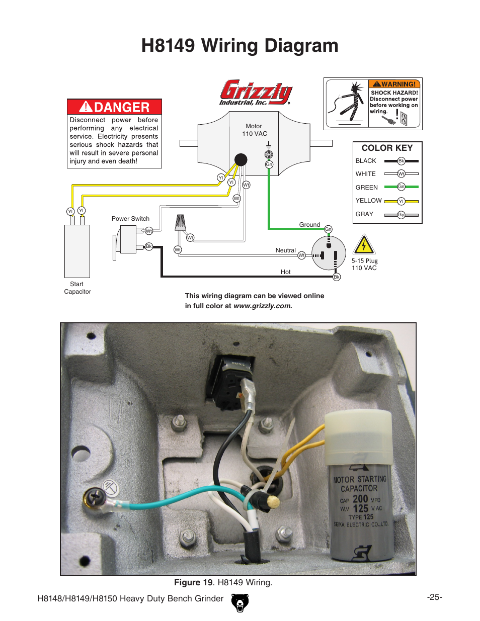 H8149 wiring diagram | Grizzly H8150 User Manual | Page 27 / 36