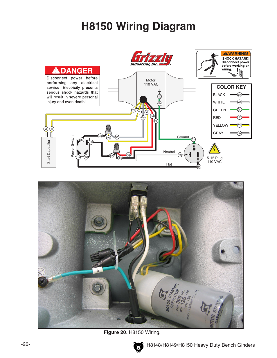 H8150 wiring diagram | Grizzly H8150 User Manual | Page 28 / 36