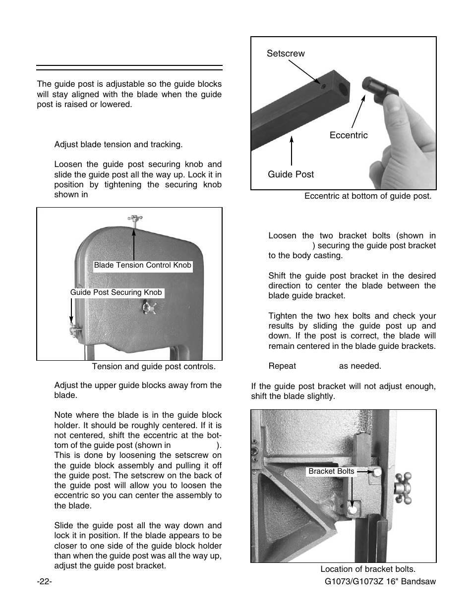 Guide post | Grizzly G1073/G1073Z User Manual | Page 24 / 48