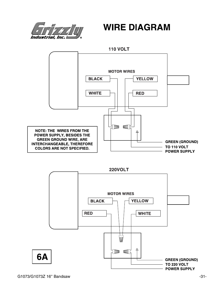 Grizzly G1073/G1073Z User Manual | Page 33 / 48