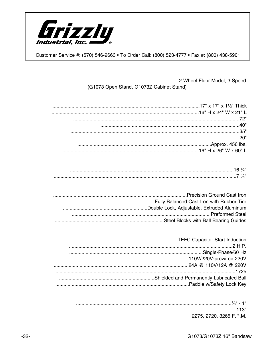 Grizzly G1073/G1073Z User Manual | Page 34 / 48